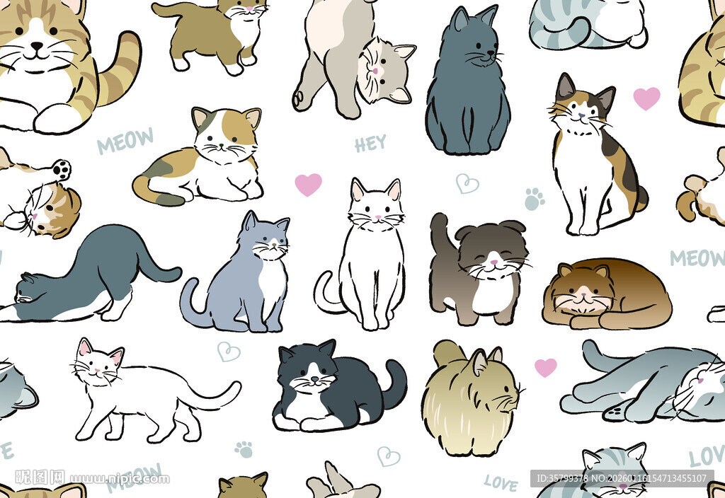 可爱猫咪图案背景