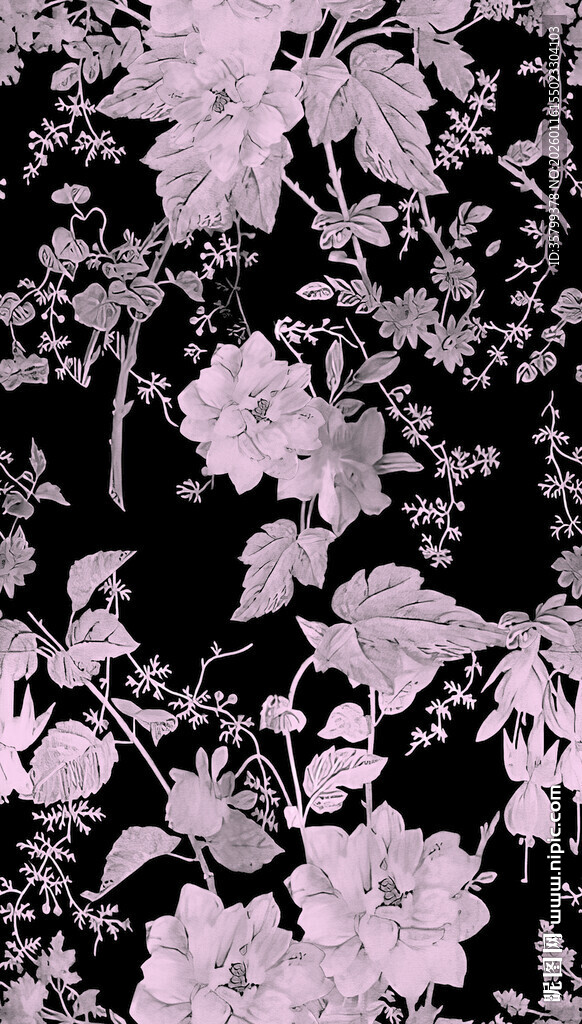 黑白花卉图案背景