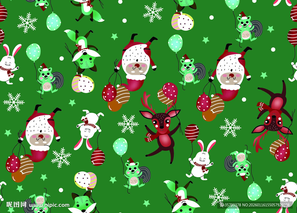 圣诞主题绿色图案背景图
