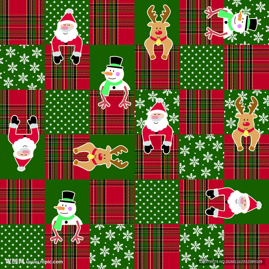 圣诞主题拼接图案布料