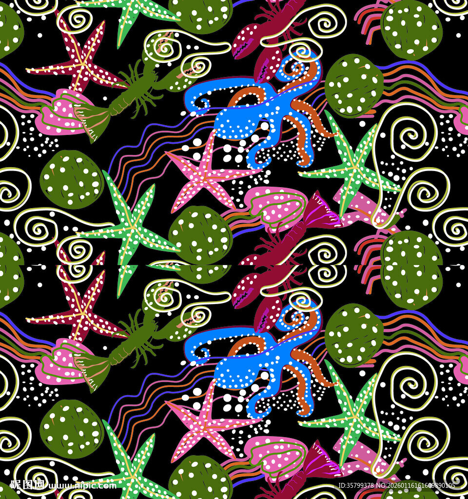 海洋元素多彩图案设计