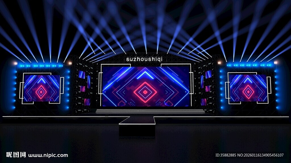 炫酷舞台灯光设备展示带灯光材质