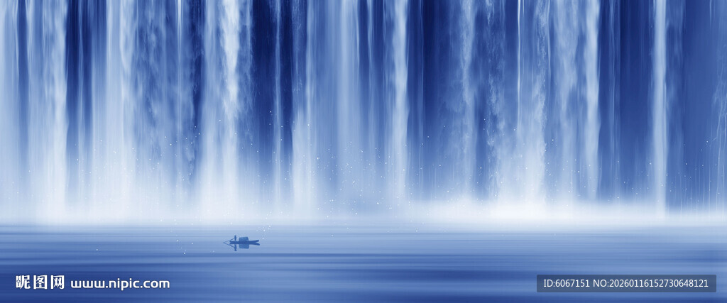 流水生财瀑布山水背景图