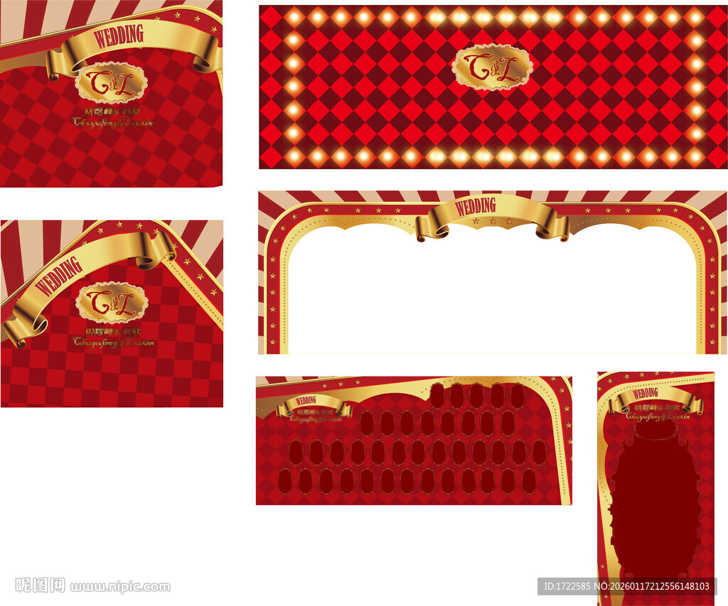 红色金色中式装饰图案设计