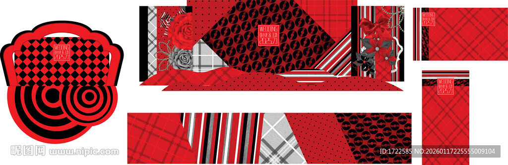 几何图案红黑风格婚礼素材