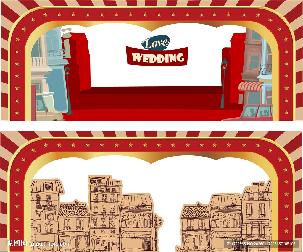 复古风建筑装饰舞台背景