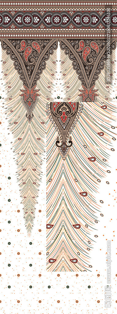 数码印花  波西米亚风 腰果花