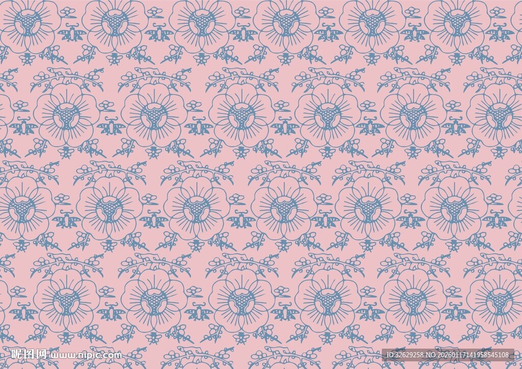 粉色花卉图案面料纹理梅花纹