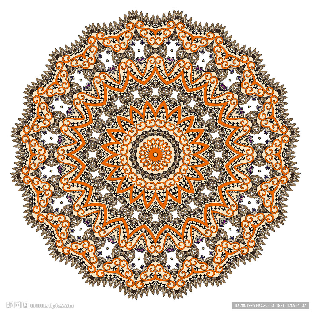 圆形精美民族风花纹图案