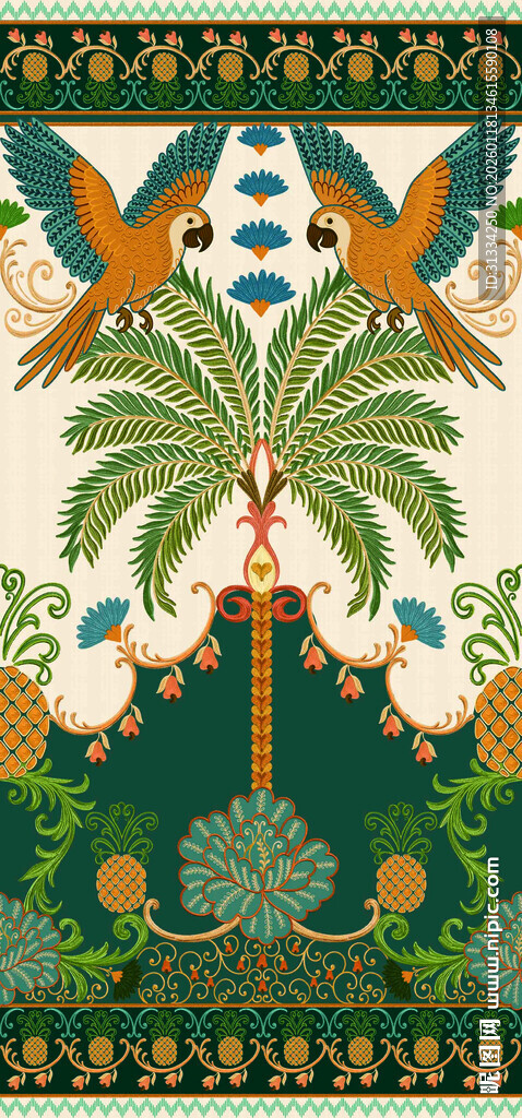 定位花鸟椰子树