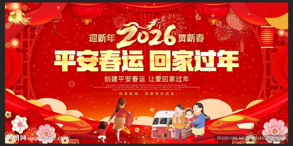 2026平安春运回家过年展板