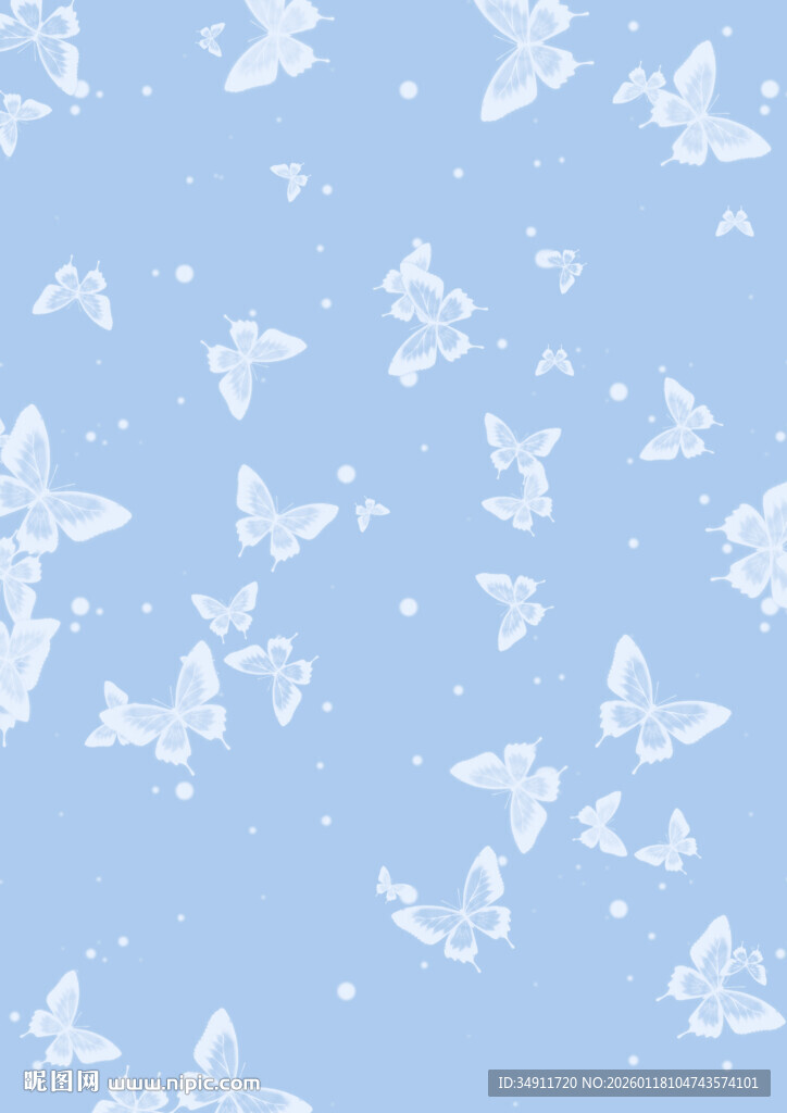 浅蓝色底白色蝴蝶图案背景