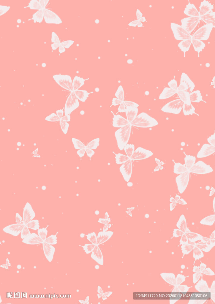 粉色背景上的梦幻蝴蝶图案