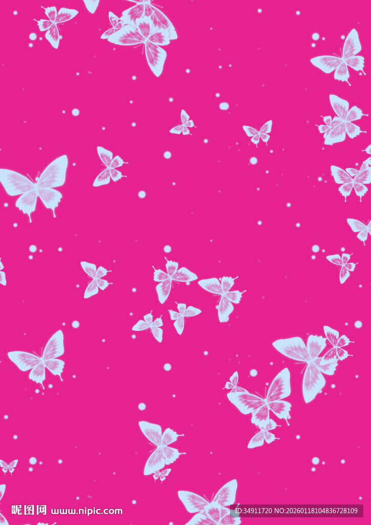 粉色背景梦幻蝴蝶图案