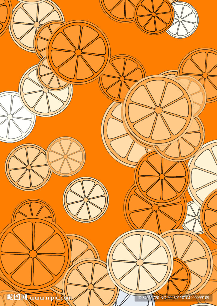 橙色柑橘切片图案背景
