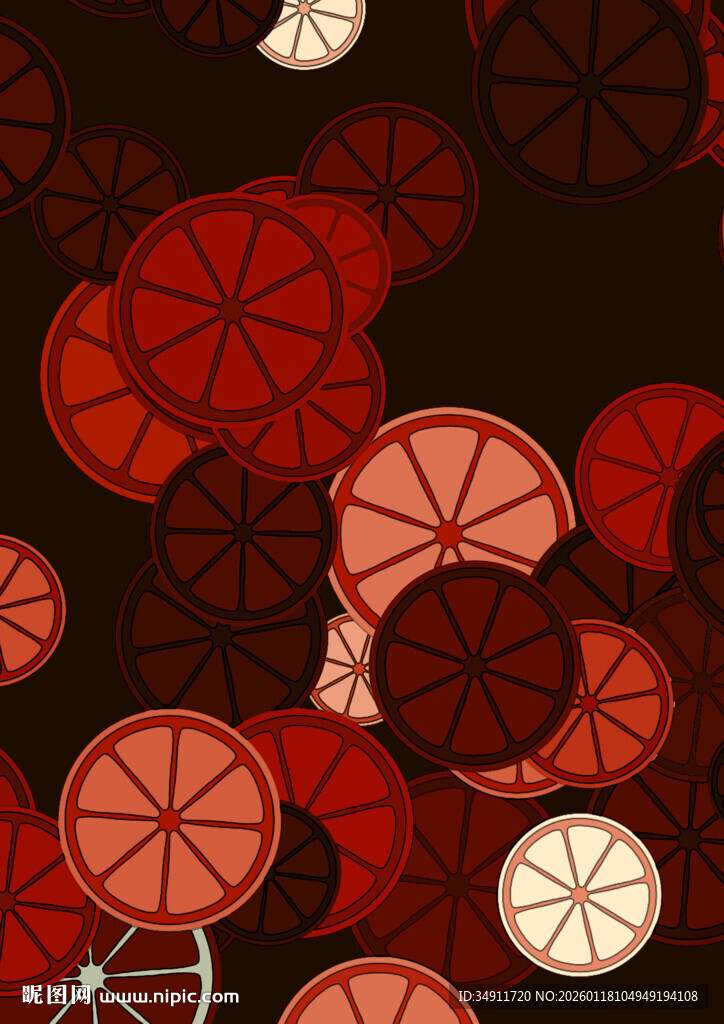 红色柑橘切片图案背景