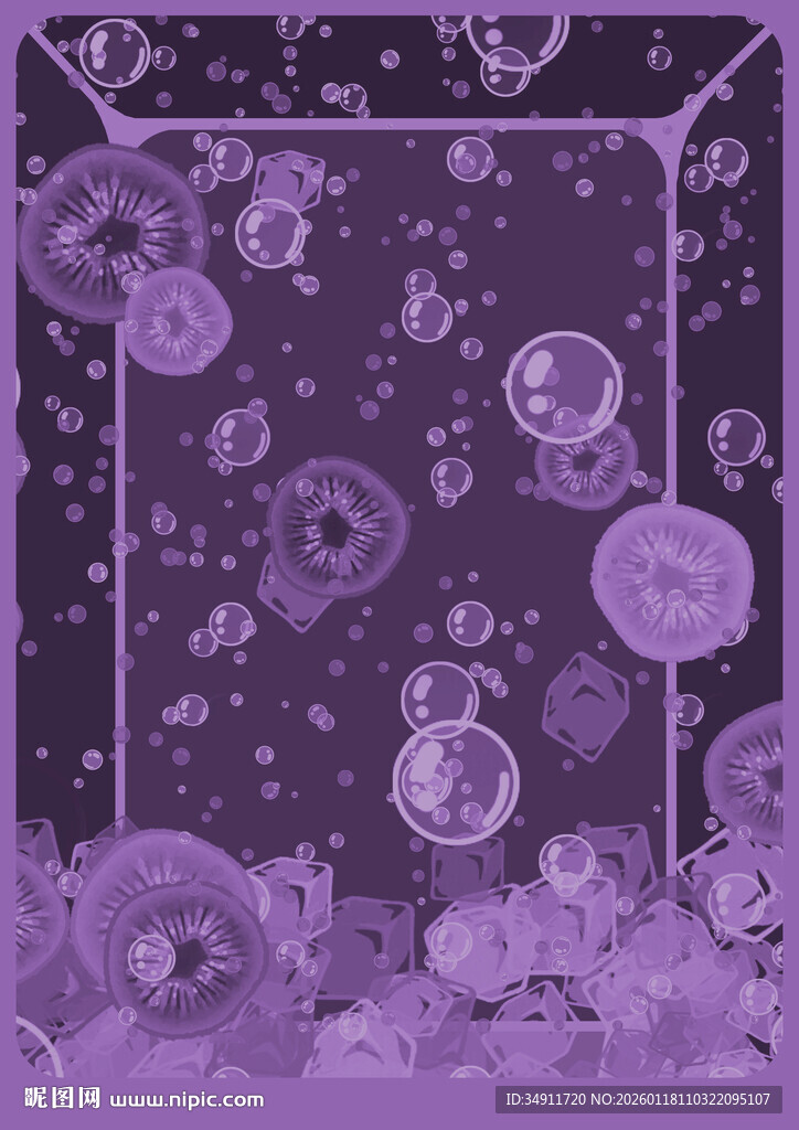 梦幻紫色气泡猕猴桃切片背景图