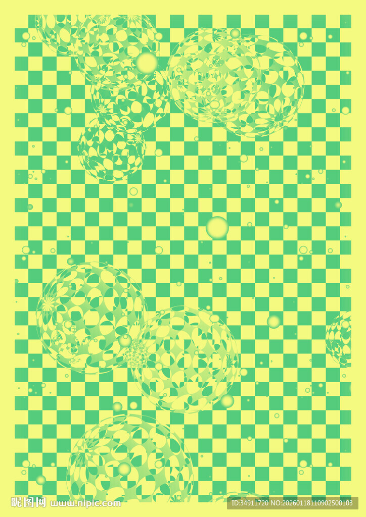 黄绿格子抽象图案背景