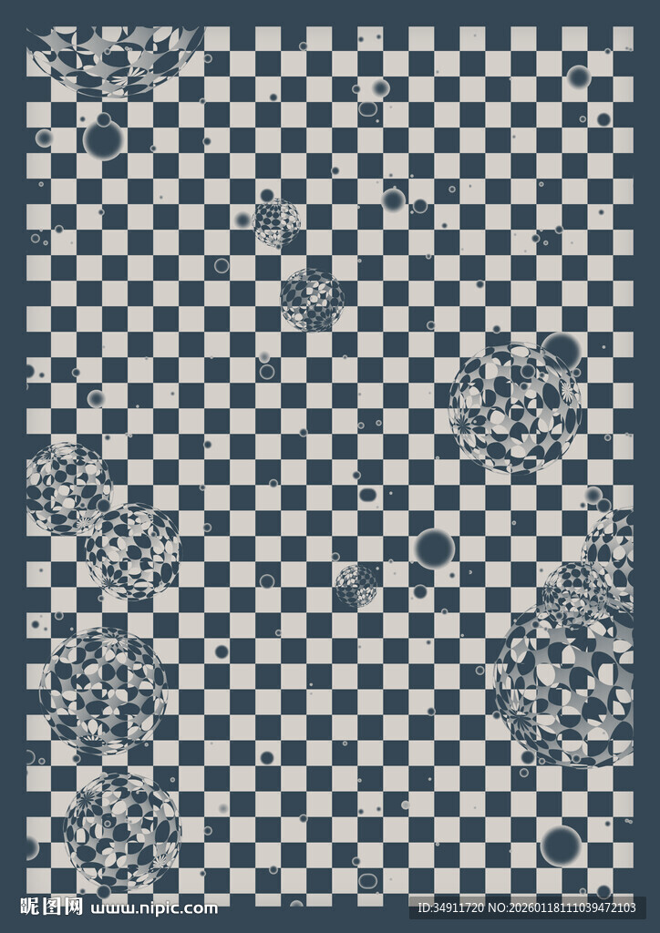 蓝白格纹复古风方巾图案