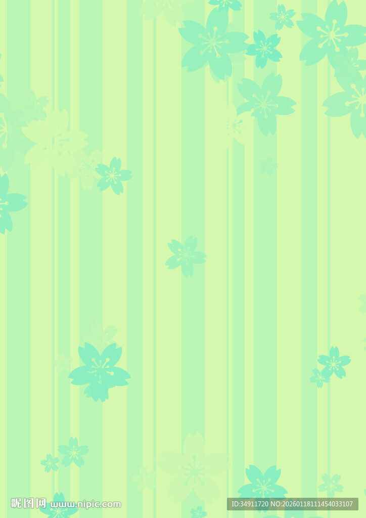 淡绿底带蓝花条纹图案