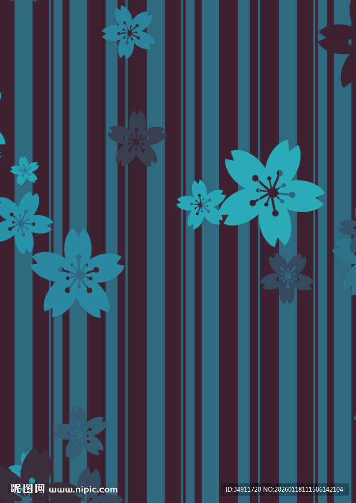 蓝花条纹背景图案