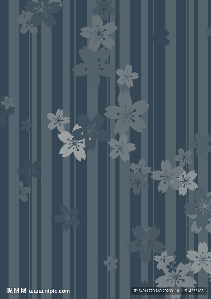 蓝底条纹雪花图案背景