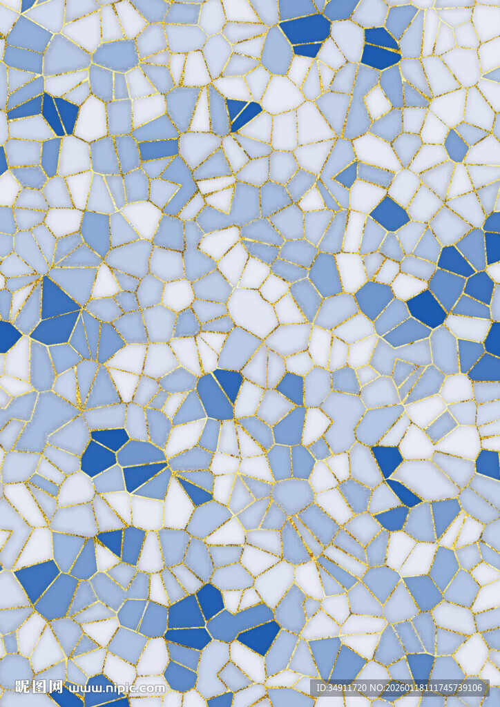 蓝白碎瓷片马赛克图案