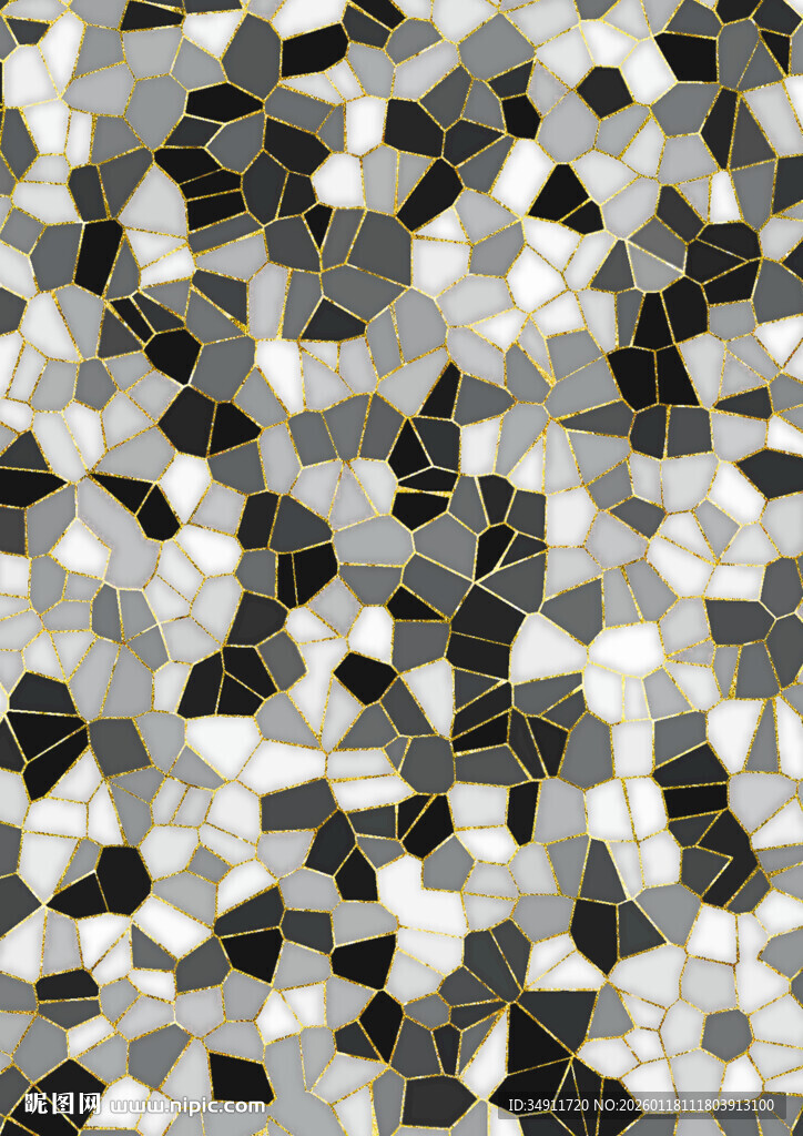 黑白几何马赛克瓷砖纹理