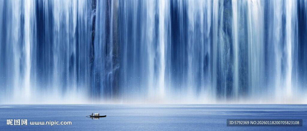 流水生财瀑布山水风景幕墙