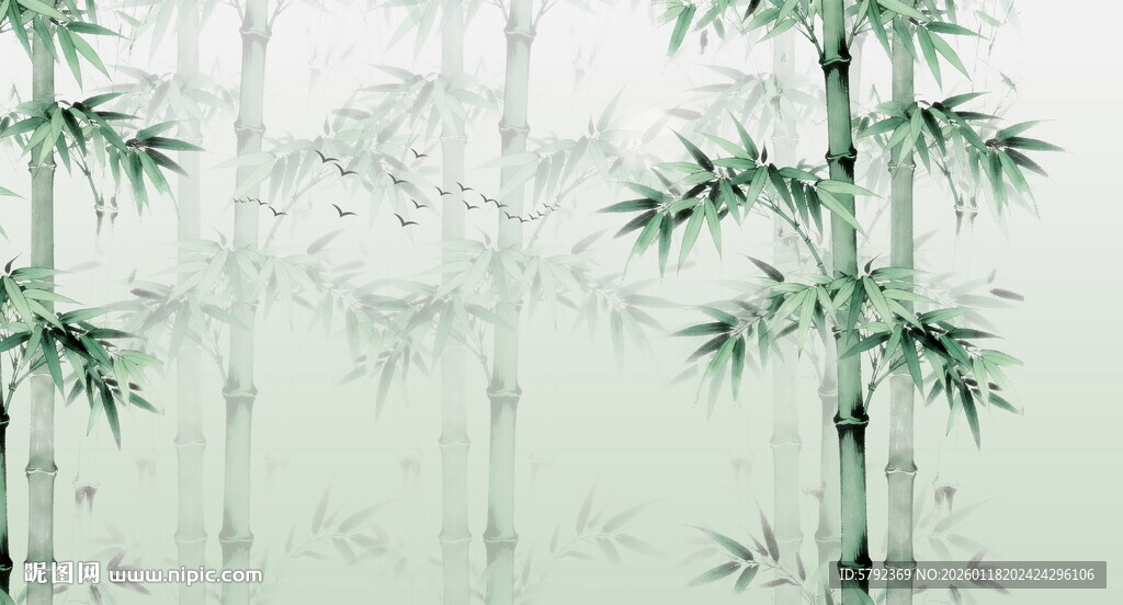 新中式水墨竹子竹林背景墙