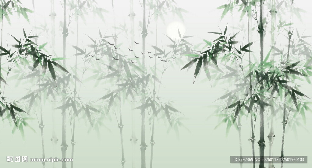 竹影 水墨灯箱竹林