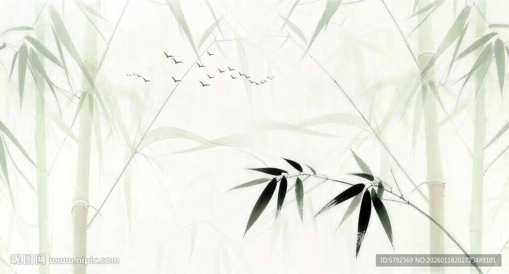 新中式灯箱水墨竹子