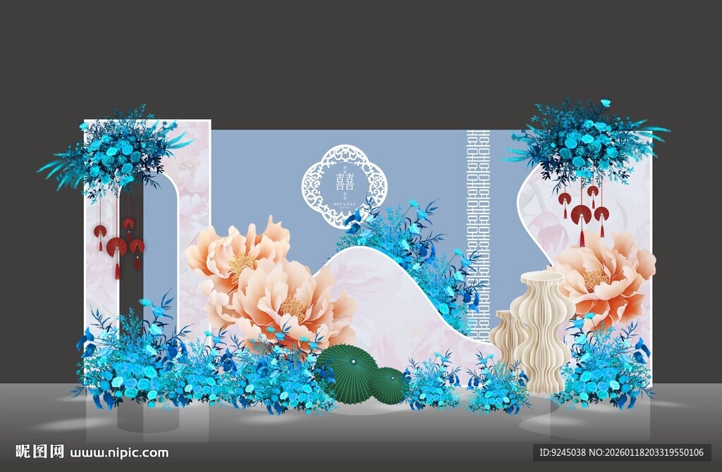 雾霾蓝色婚礼舞台led背景