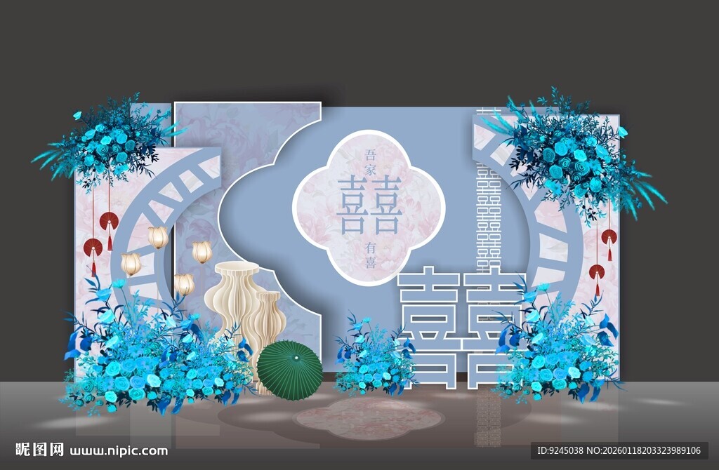 蓝白色系婚礼效果图