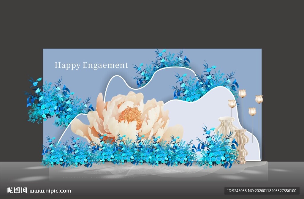 简约蓝色婚礼雾霾蓝浅蓝婚礼效果