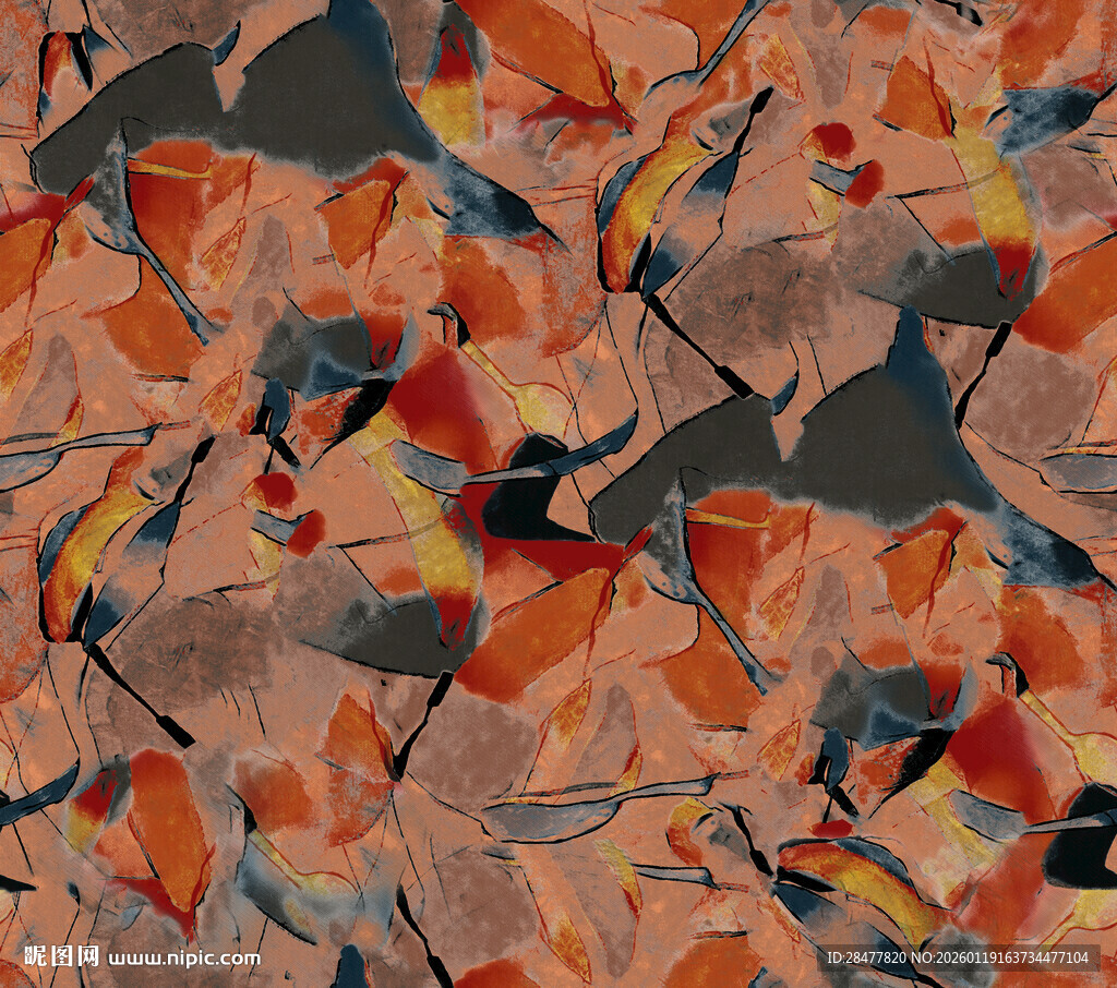 抽象多彩树叶图案纹理