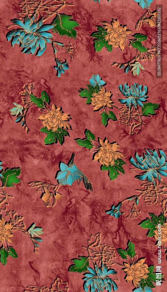 复古花卉图案纹理背景