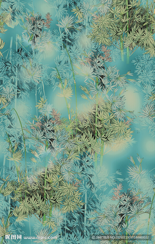 蓝绿色抽象植物纹理图案