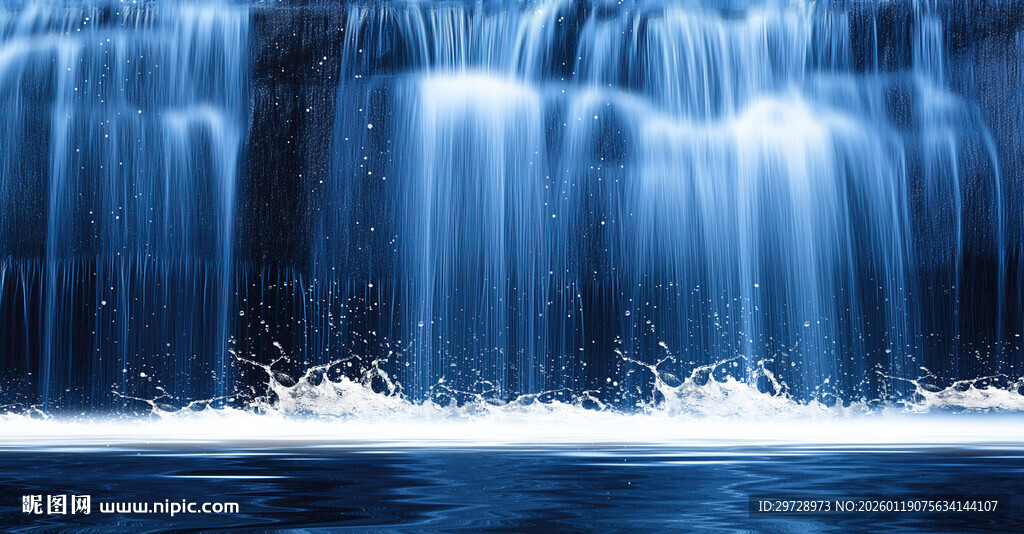 壮观瀑布水流倾泻而下