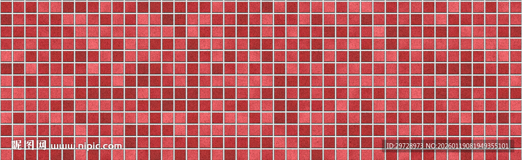 长幅红色马赛克砖墙纹理图案