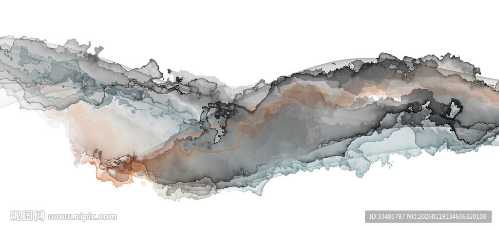 水墨风格抽象曲线图案