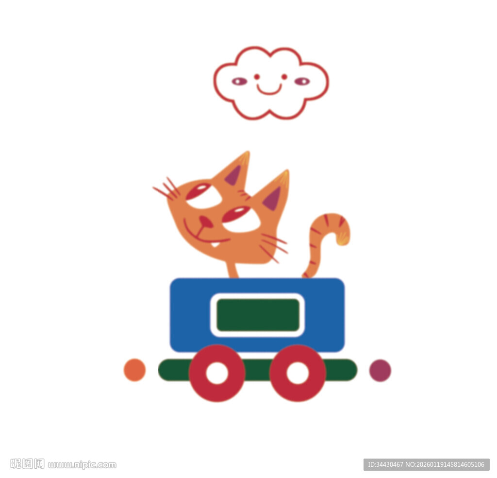 小猫乘玩具车欢乐出行