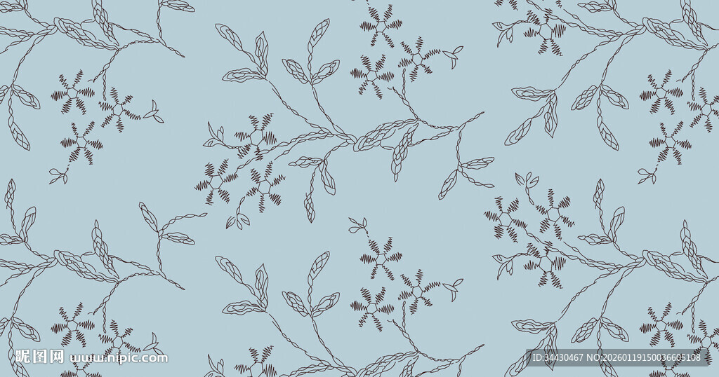 浅蓝色花卉枝叶图案纹理