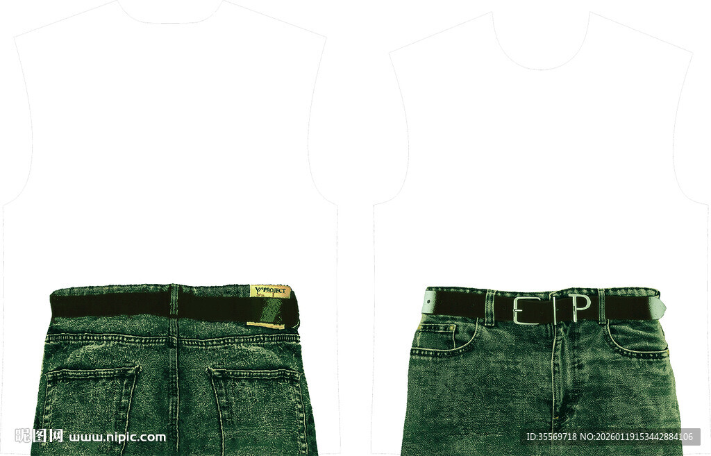 绿色牛仔短裤展示