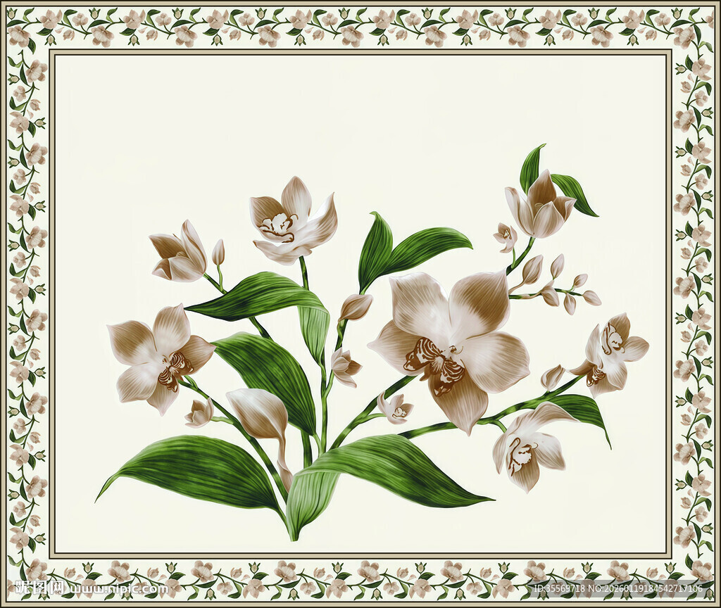 复古风花卉图案装饰画