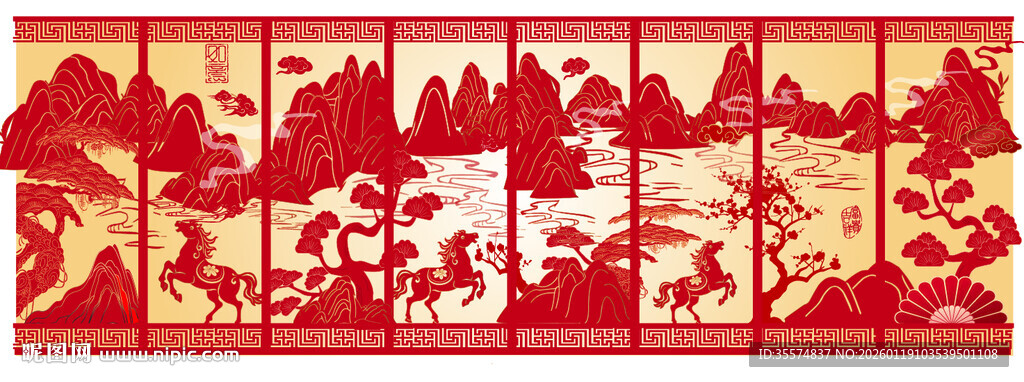 千里江山图剪纸艺术作品展示