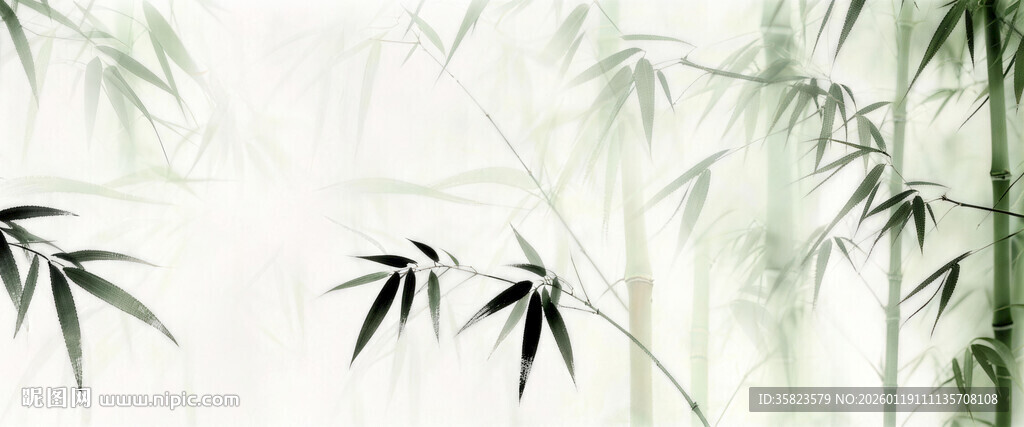 新中式灯箱水墨竹子