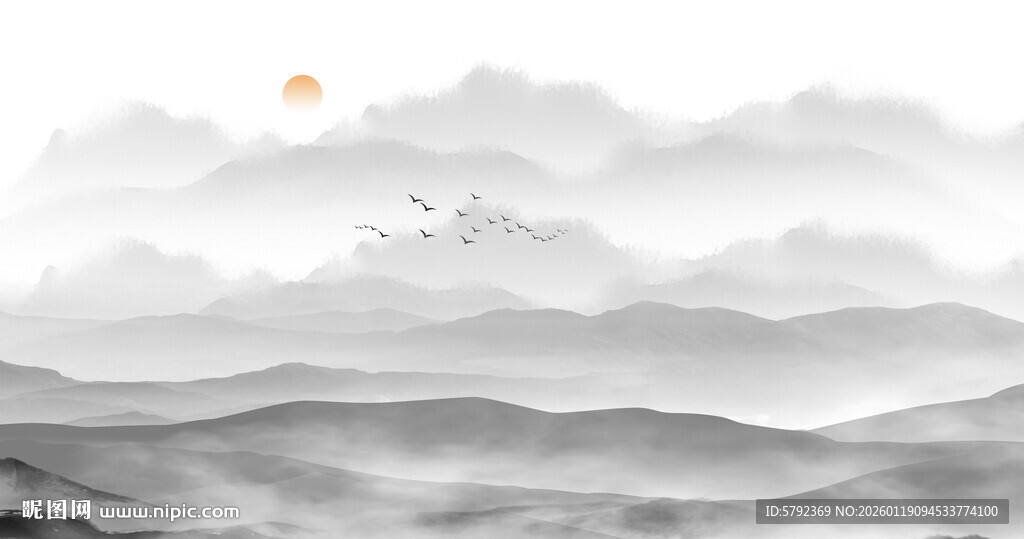 意境水墨山水风景背景图