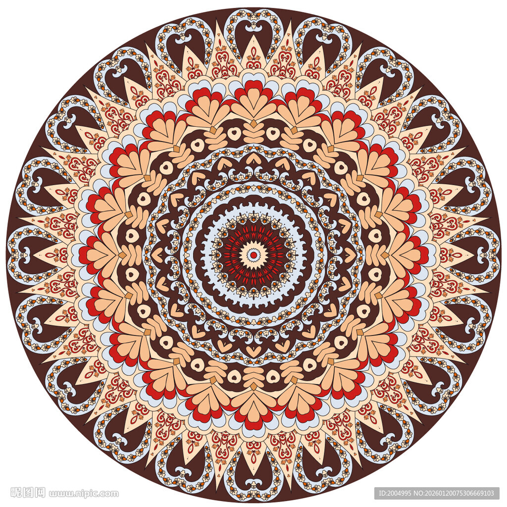 精美复古风圆形花纹地毯