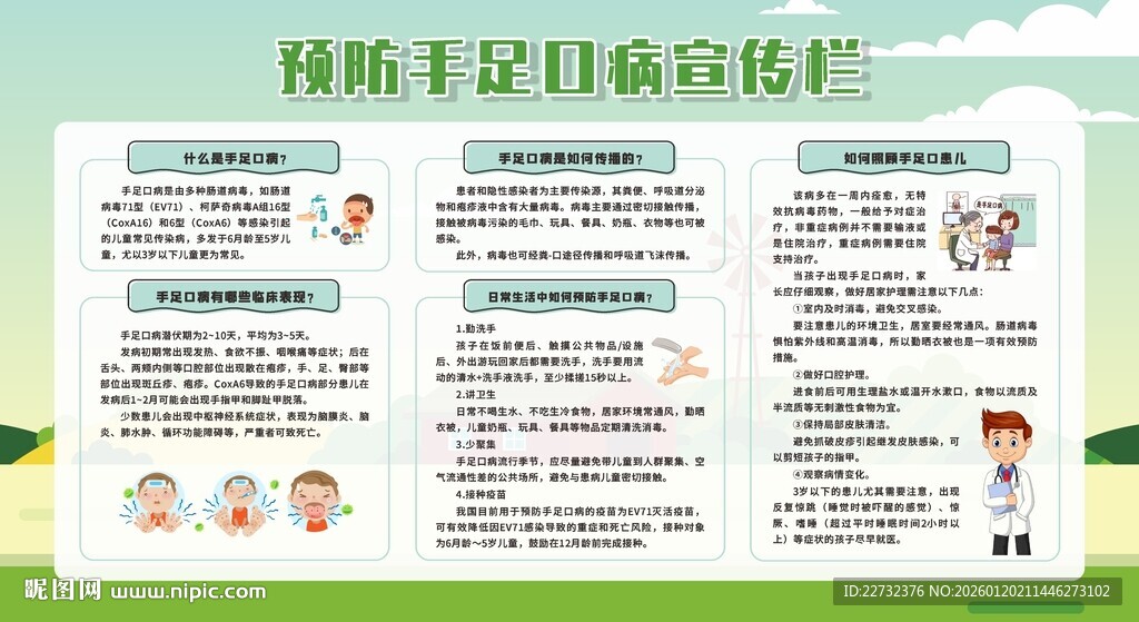 预防手足口病宣传栏